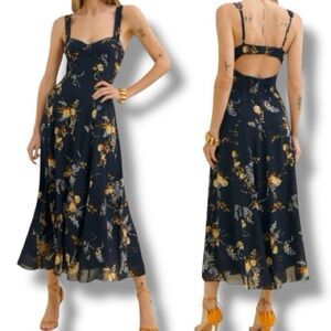 REFORMATION Lela Dress in Seychelle Navy Floral Size 8 NWT